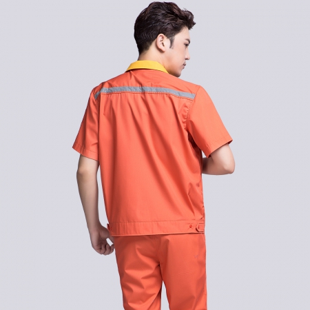 橘黄拼黄色短袖工作服AD09-5